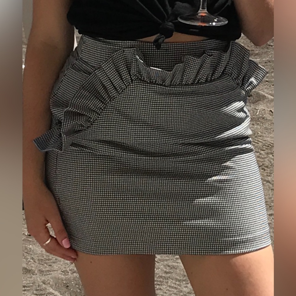Gingham Ruffle Miniskirt